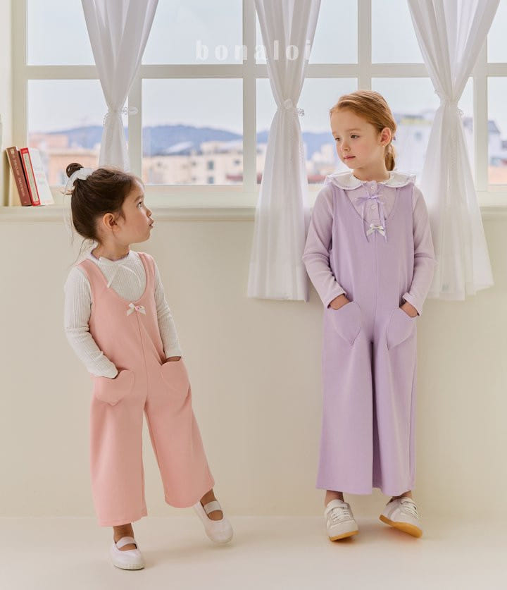 Bonaloi - Korean Children Fashion - #kidsshorts - Heart Pocket Overalls - 4