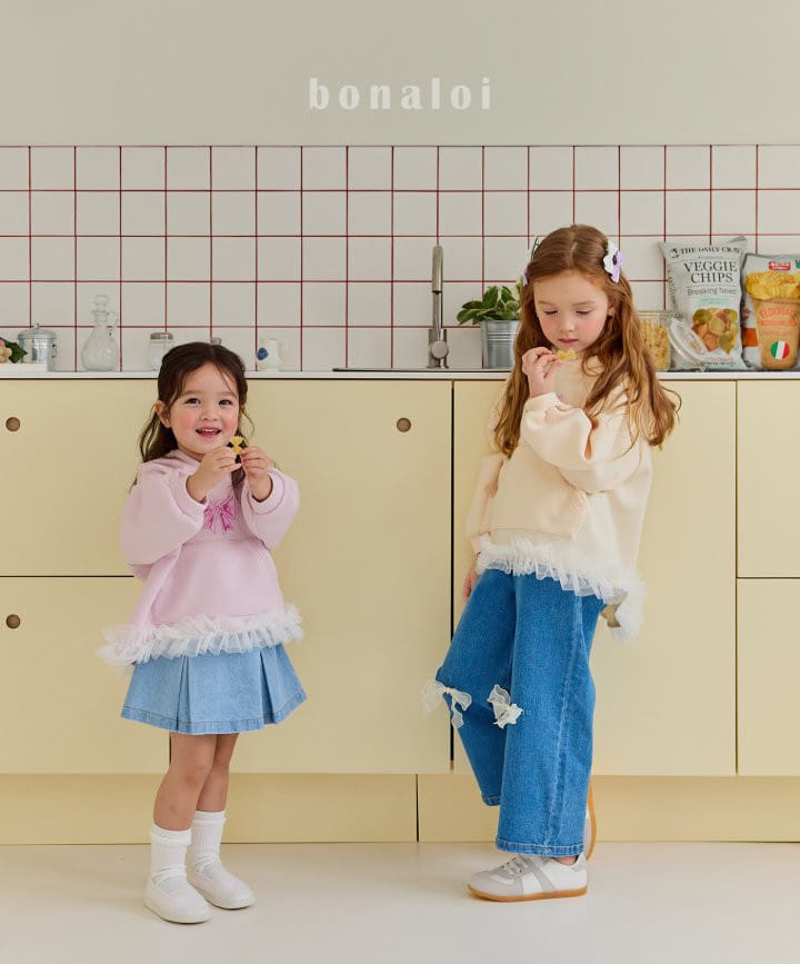 Bonaloi - Korean Children Fashion - #kidzfashiontrend - Denim Ribbon Skirt - 7