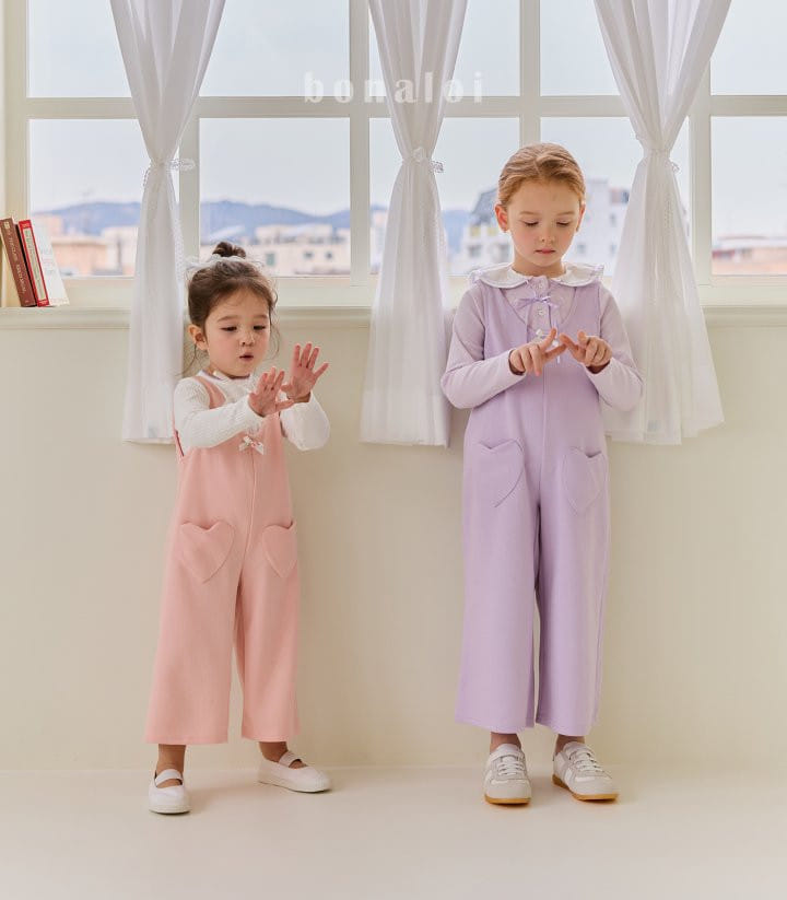 Bonaloi - Korean Children Fashion - #kidzfashiontrend - Heart Pocket Overalls - 5