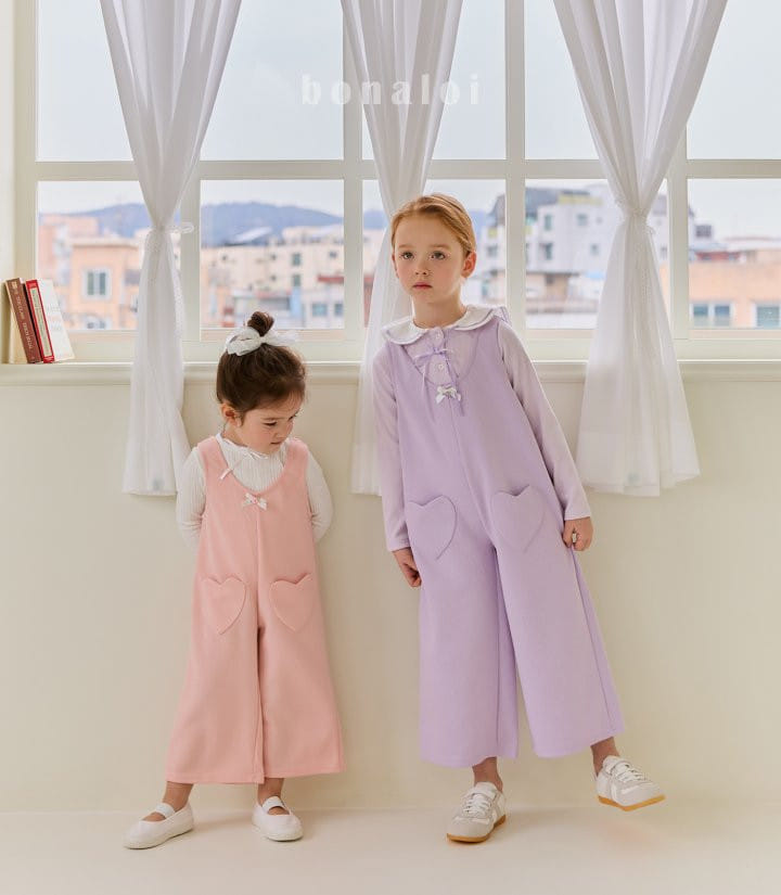 Bonaloi - Korean Children Fashion - #littlefashionista - Heart Pocket Overalls - 7