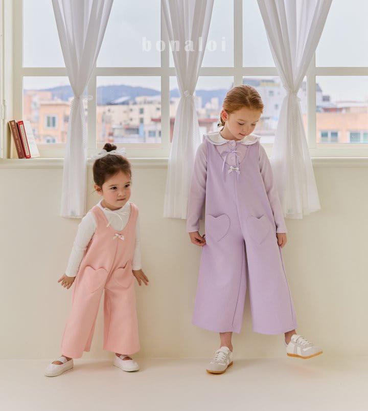 Bonaloi - Korean Children Fashion - #magicofchildhood - Heart Pocket Overalls - 8