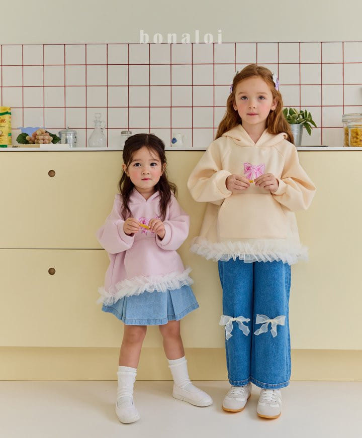 Bonaloi - Korean Children Fashion - #minifashionista - Denim Ribbon Skirt - 11