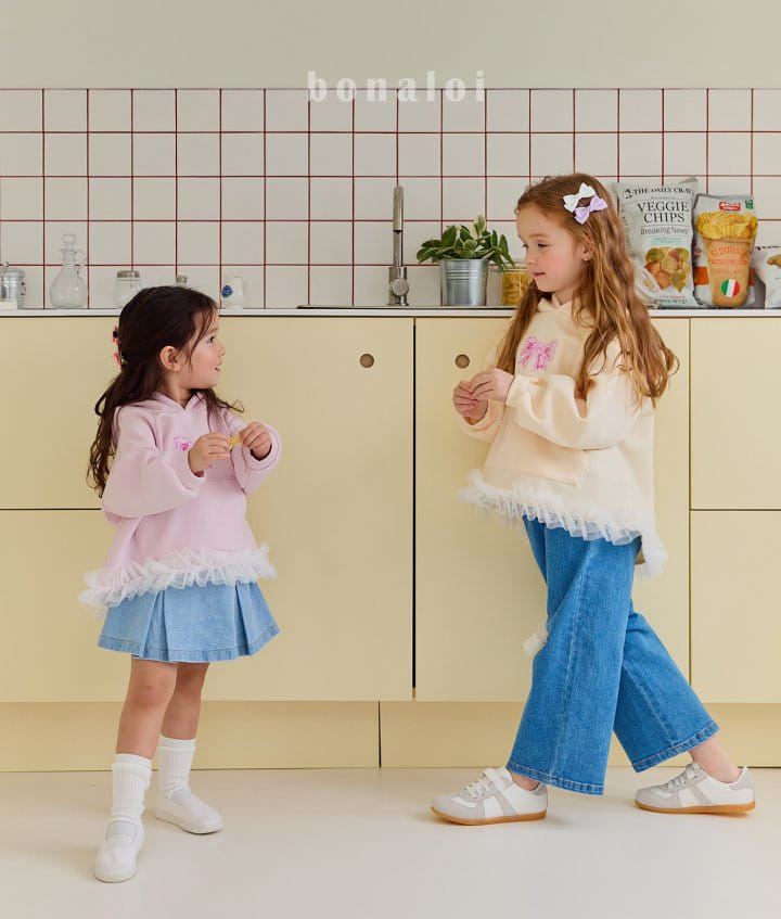 Bonaloi - Korean Children Fashion - #prettylittlegirls - Yellow Ribbon Denim Pants - 11