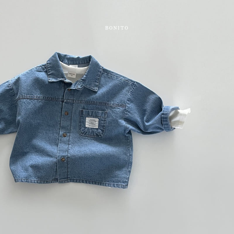 Bonito - Korean Baby Fashion - #babyboutique - Label Denim Shirt - 6