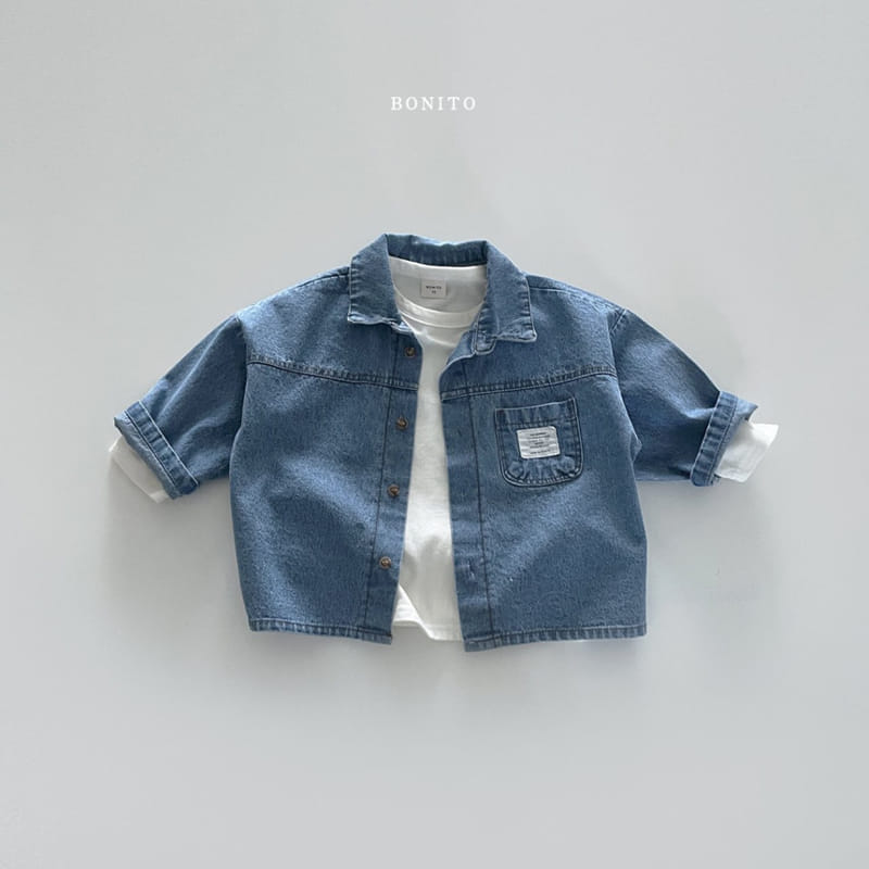 Bonito - Korean Baby Fashion - #babyboutique - Label Denim Shirt - 7