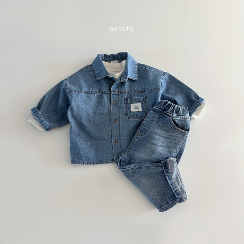 Bonito - Korean Baby Fashion - #babyboutiqueclothing - Label Denim Shirt - 8