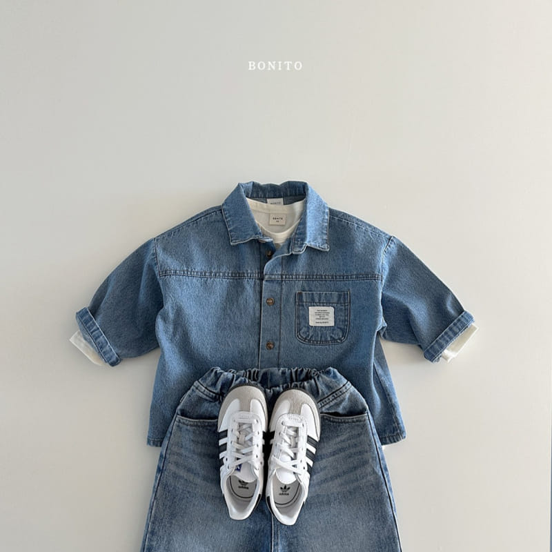 Bonito - Korean Baby Fashion - #babyfashion - Label Denim Shirt - 10