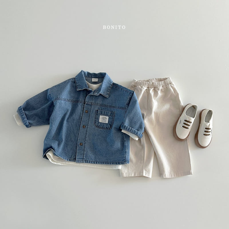 Bonito - Korean Baby Fashion - #babyfever - Label Denim Shirt - 11