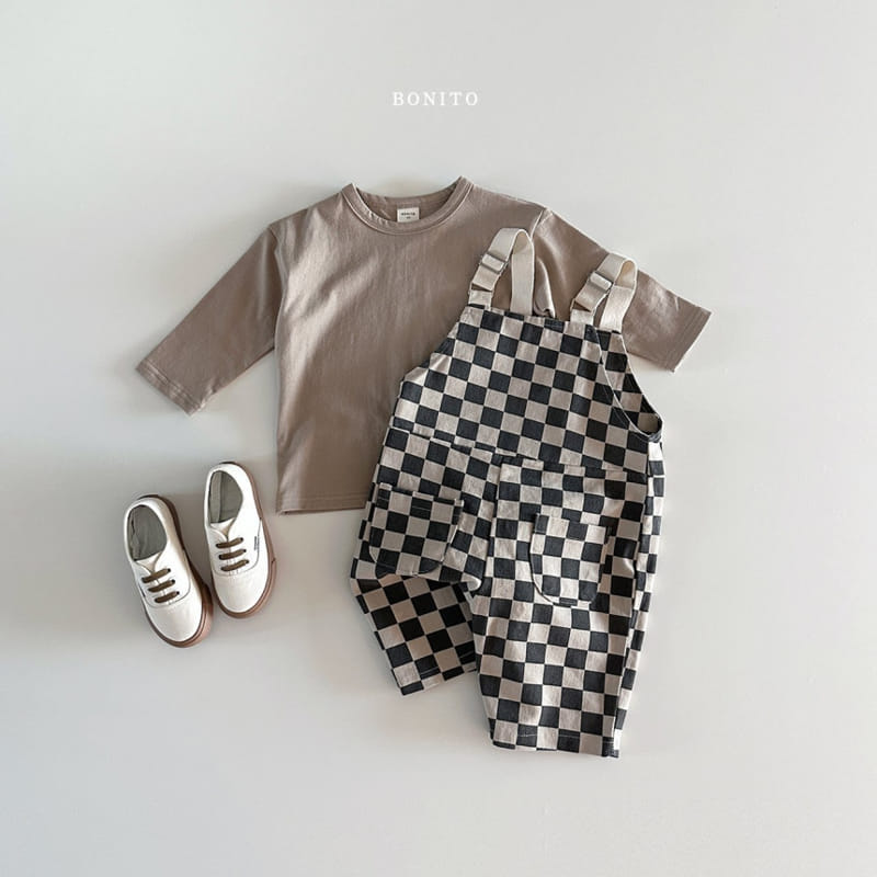 Bonito - Korean Baby Fashion - #babyfever - Tape Check Dumgarees - 6