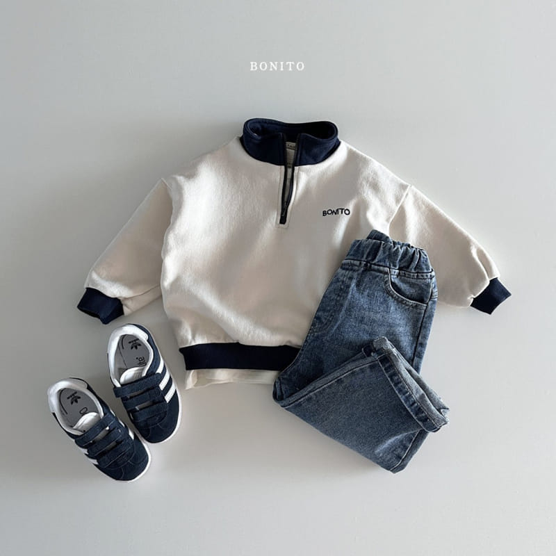 Bonito - Korean Baby Fashion - #babygirlfashion - Embroidery Color Half Zip Up - 10