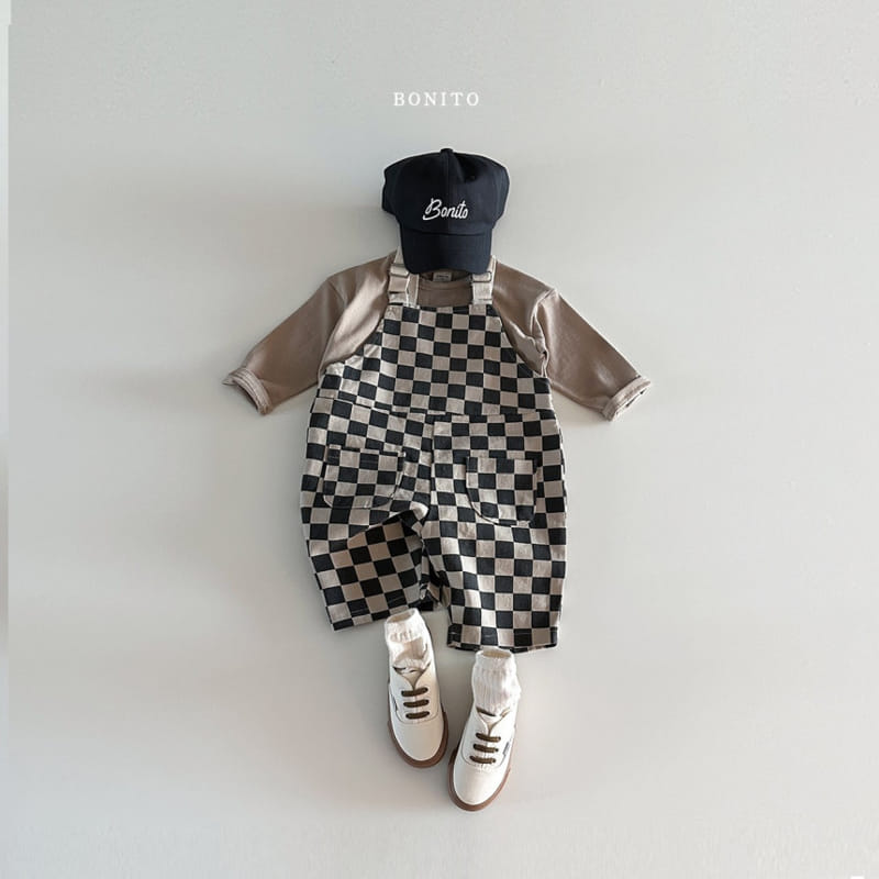 Bonito - Korean Baby Fashion - #babygirlfashion - Tape Check Dumgarees - 7