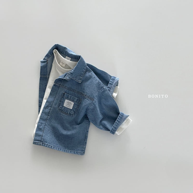 Bonito - Korean Baby Fashion - #babyoutfit - Label Denim Shirt