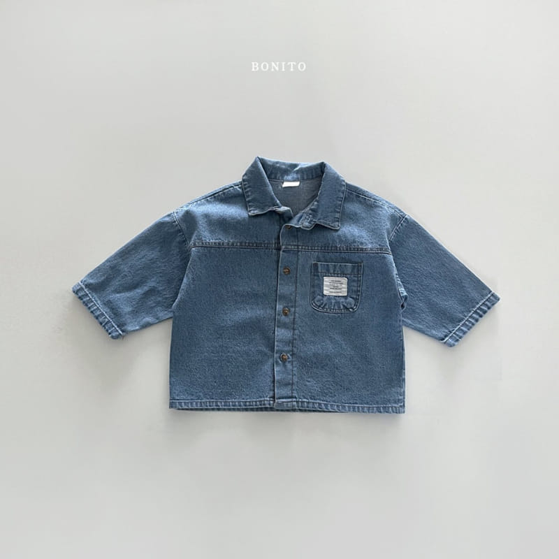 Bonito - Korean Baby Fashion - #babyoutfit - Label Denim Shirt - 2