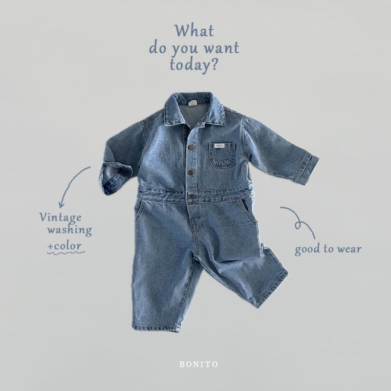 Bonito - Korean Baby Fashion - #babyoutfit - Denim Jump Suit