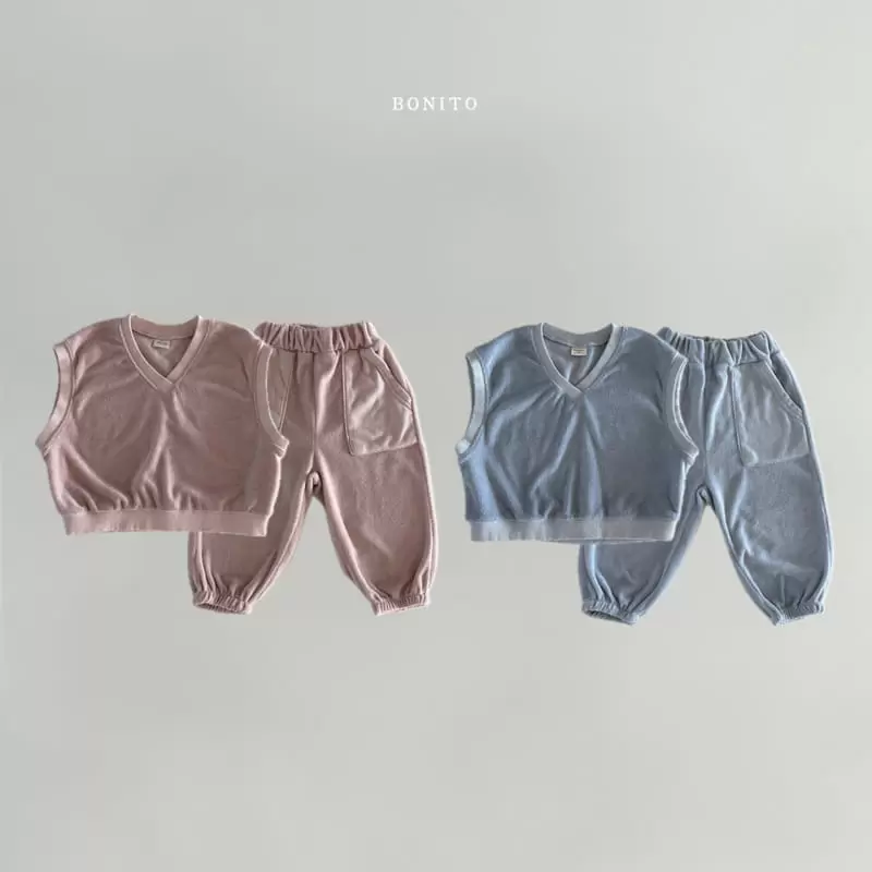 Bonito - Korean Baby Fashion - #onlinebabyboutique - Terry Vest Top Bottom Set - 3