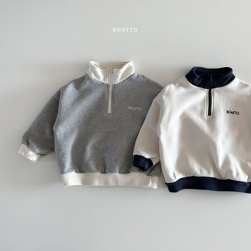 Bonito - Korean Baby Fashion - #onlinebabyboutique - Embroidery Color Half Zip Up - 2