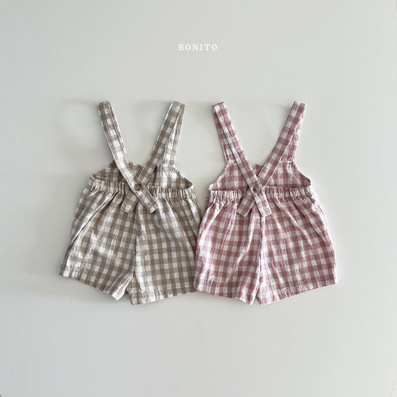 Bonito - Korean Baby Fashion - #onlinebabyboutique - Go Bang Check Dungarees - 2