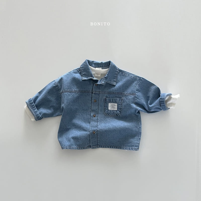 Bonito - Korean Baby Fashion - #onlinebabyshop - Label Denim Shirt - 5