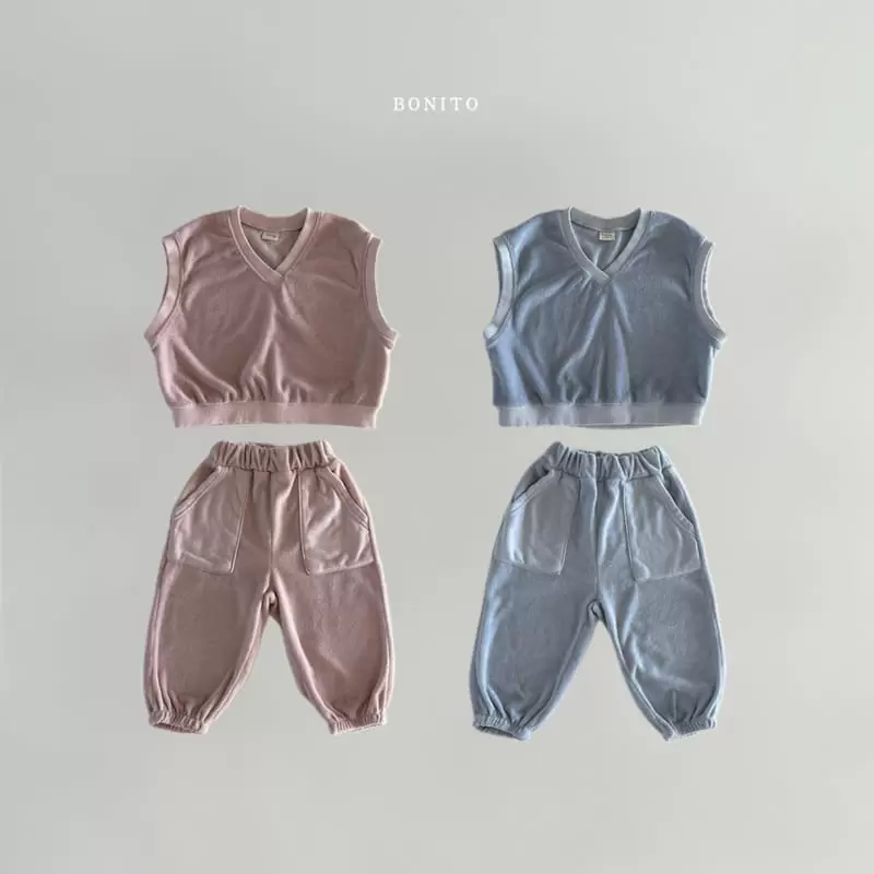 Bonito - Korean Baby Fashion - #onlinebabyboutique - Terry Vest Top Bottom Set - 4