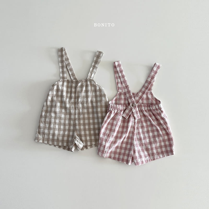 Bonito - Korean Baby Fashion - #onlinebabyshop - Go Bang Check Dungarees - 3