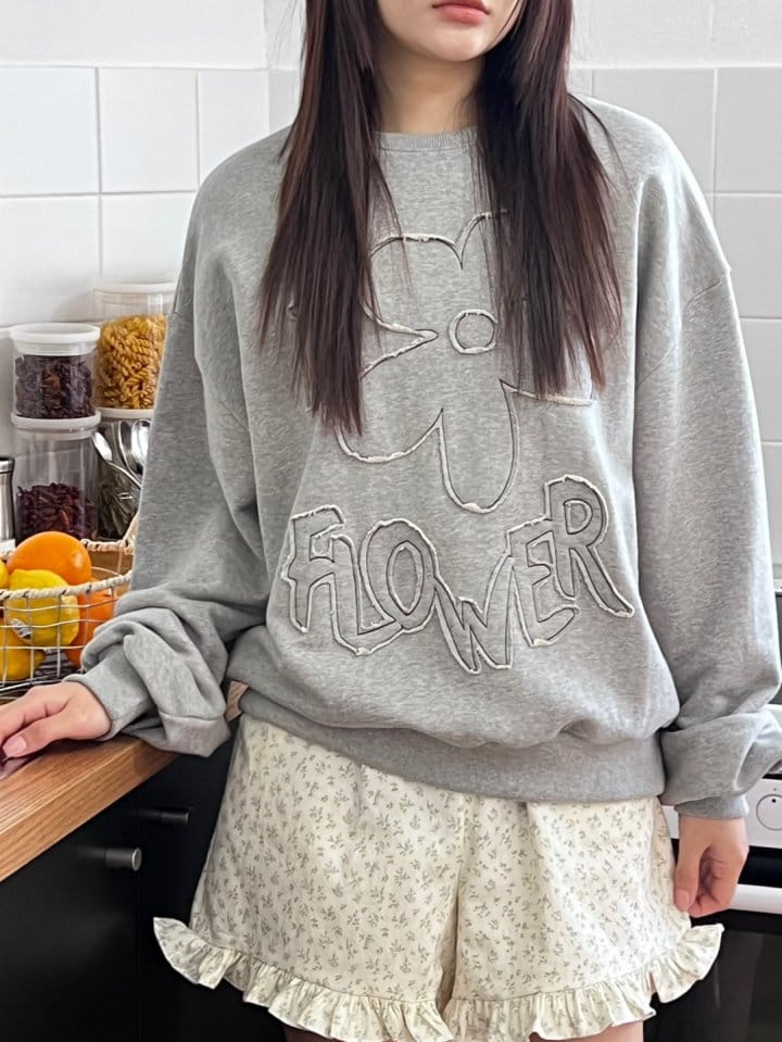 Bricklane - Korean Women Fashion - #momslook - Dekki Flower Sweatshirt  - 8
