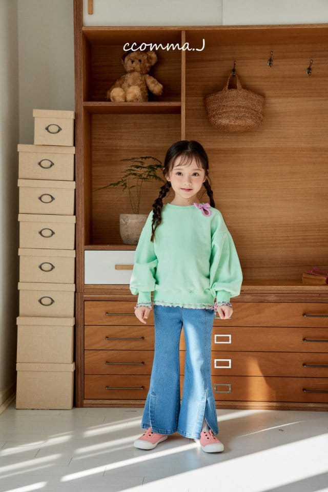Ccommaj - Korean Children Fashion - #Kfashion4kids - Ribbon Slit Sweatshirt