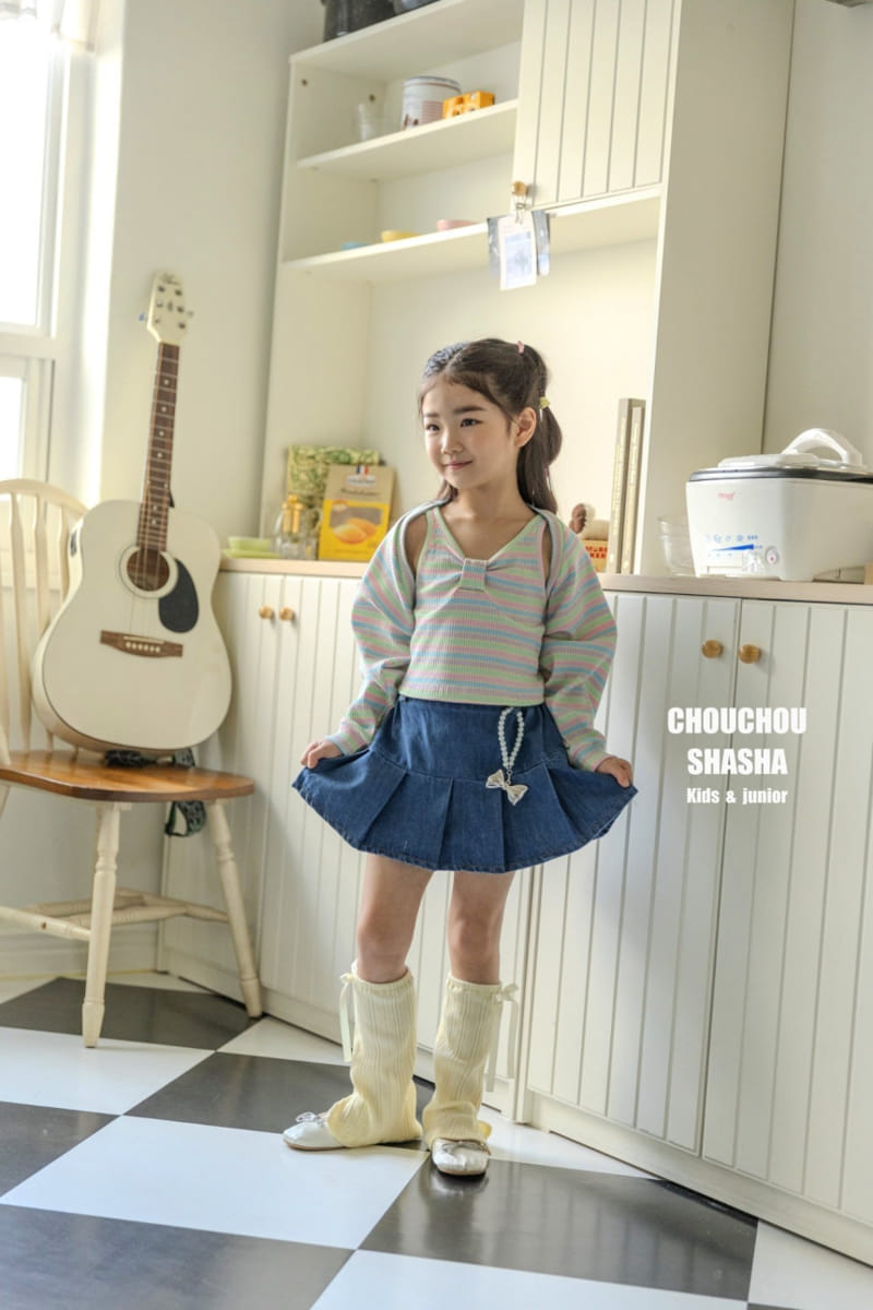 Chouchou Shasha - Korean Children Fashion - #Kfashion4kids - Denim Wrinkle Skirt - 3