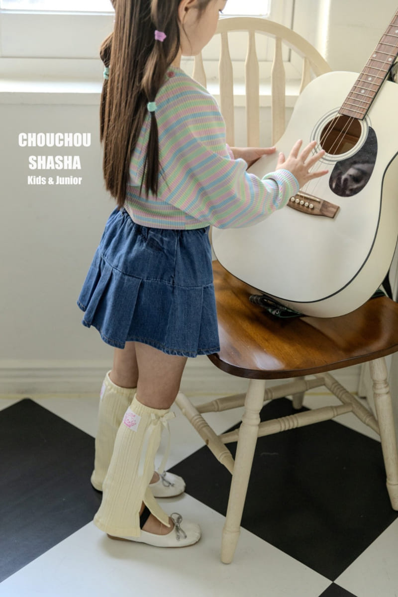 Chouchou Shasha - Korean Children Fashion - #childofig - Denim Wrinkle Skirt - 8