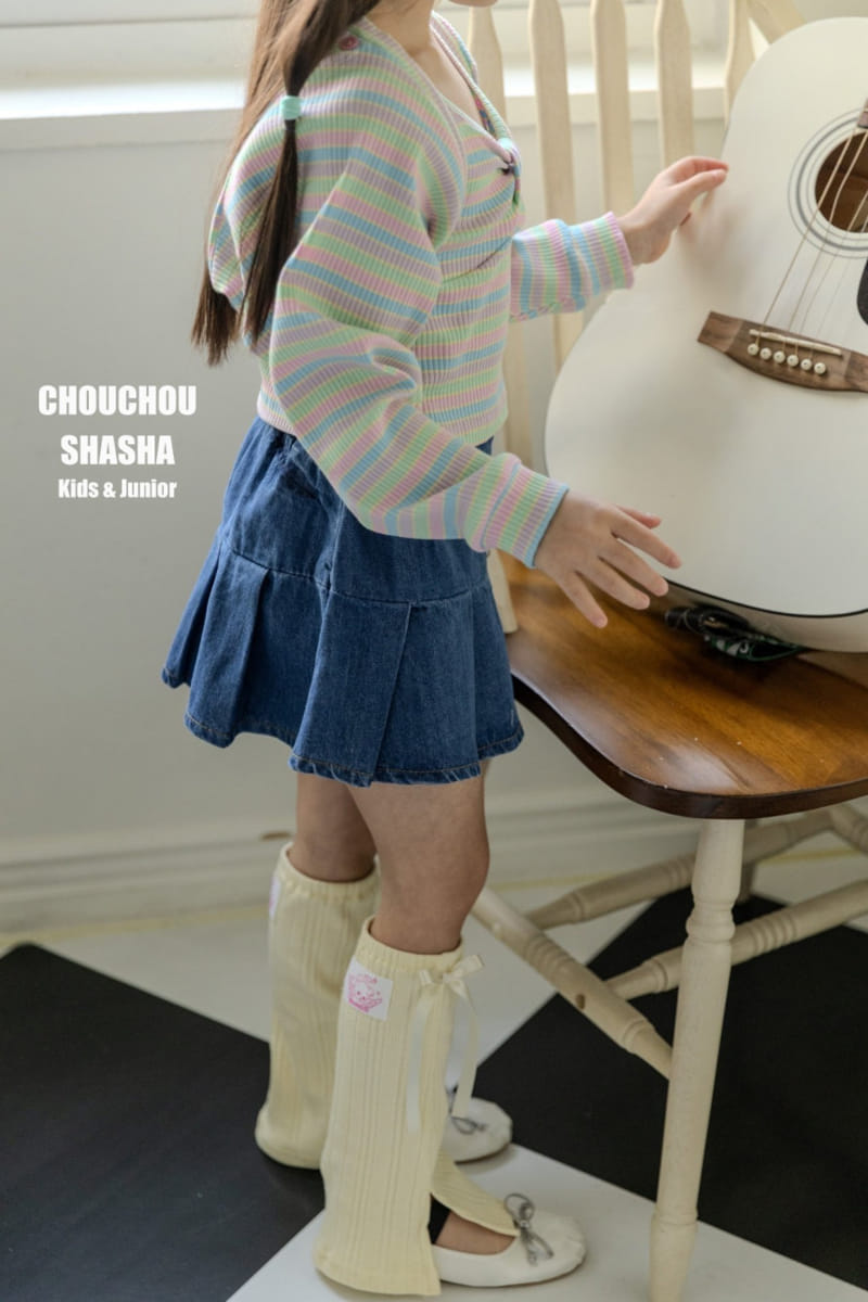 Chouchou Shasha - Korean Children Fashion - #childofig - Denim Wrinkle Skirt - 9