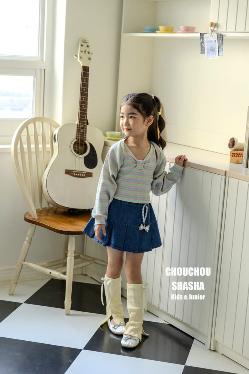 Chouchou Shasha - Korean Children Fashion - #childrensboutique - Denim Wrinkle Skirt - 10