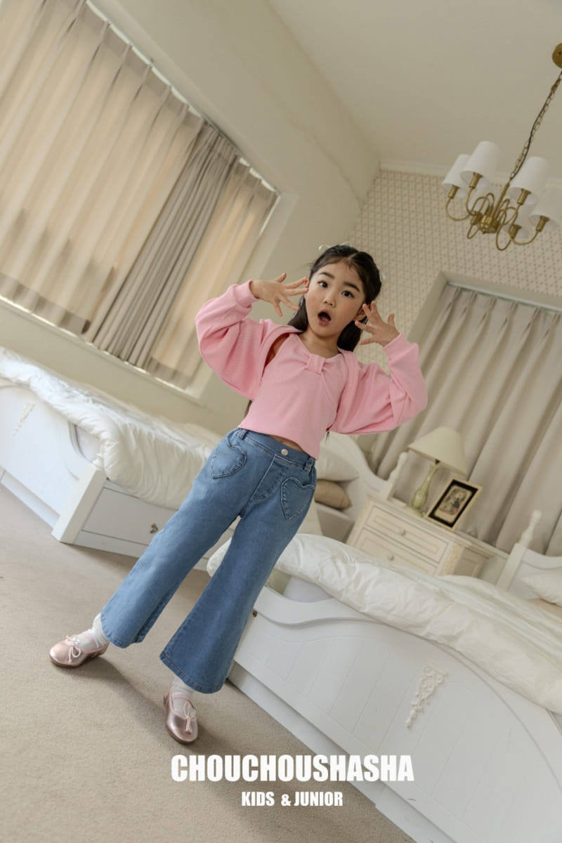 Chouchou Shasha - Korean Children Fashion - #designkidswear - Heart Pocket Denim Pants - 2