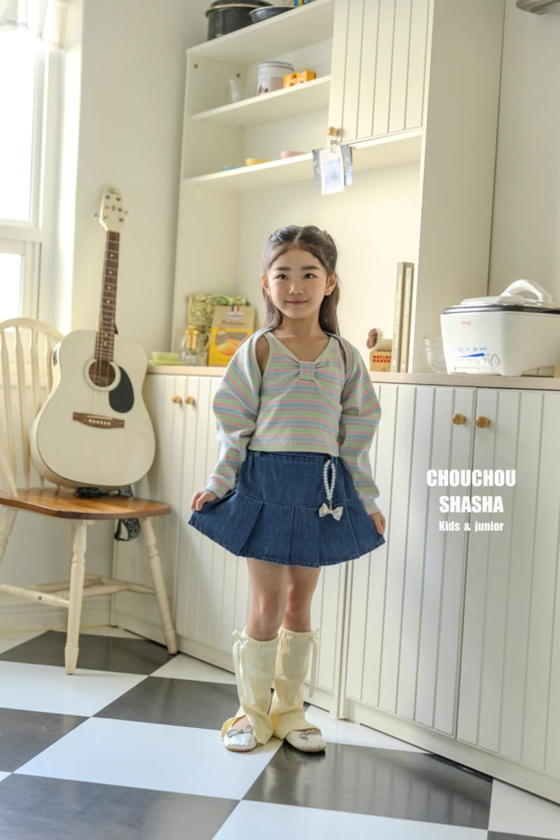 Chouchou Shasha - Korean Children Fashion - #designkidswear - Denim Wrinkle Skirt - 11