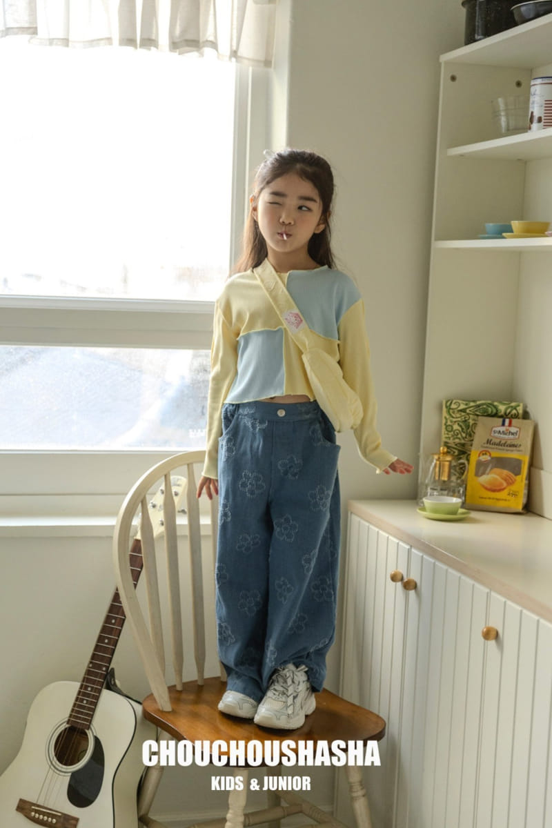 Chouchou Shasha - Korean Children Fashion - #fashionkids - Flower Denim Pants - 3