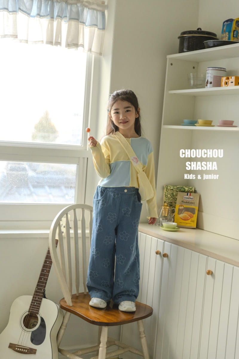 Chouchou Shasha - Korean Children Fashion - #fashionkids - Flower Denim Pants - 4