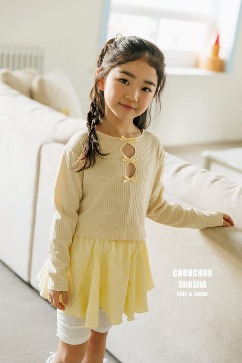 Chouchou Shasha - Korean Children Fashion - #kidsshorts - Charlotte Ribbon Tee - 10