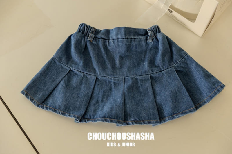 Chouchou Shasha - Korean Children Fashion - #kidsstore - Denim Wrinkle Skirt