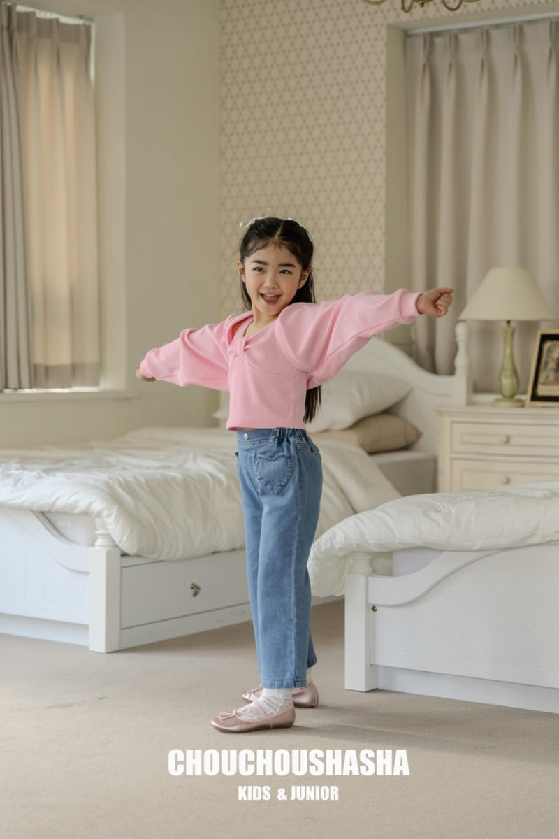Chouchou Shasha - Korean Children Fashion - #kidzfashiontrend - Heart Pocket Denim Pants - 7