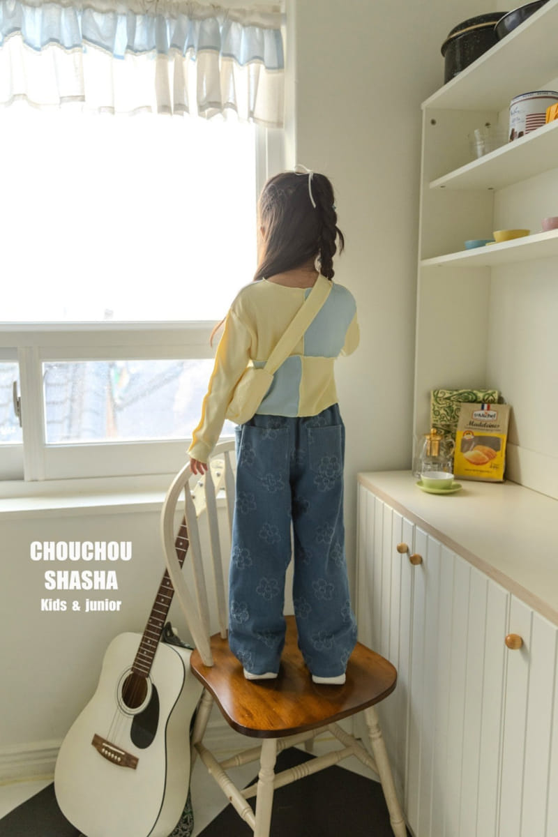 Chouchou Shasha - Korean Children Fashion - #kidzfashiontrend - Flower Denim Pants - 6