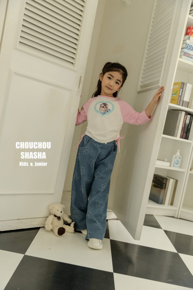 Chouchou Shasha - Korean Children Fashion - #littlefashionista - Flower Denim Pants - 8
