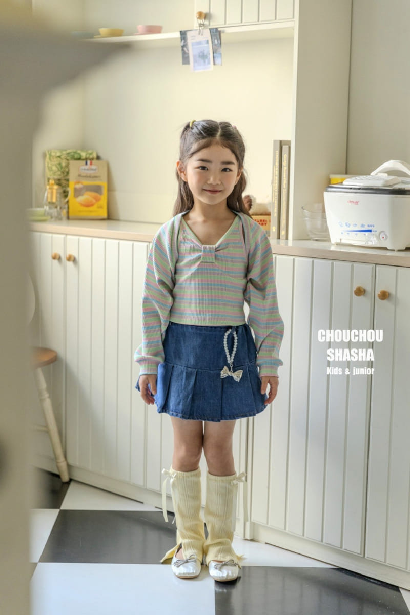 Chouchou Shasha - Korean Children Fashion - #Kfashion4kids - Denim Wrinkle Skirt - 4
