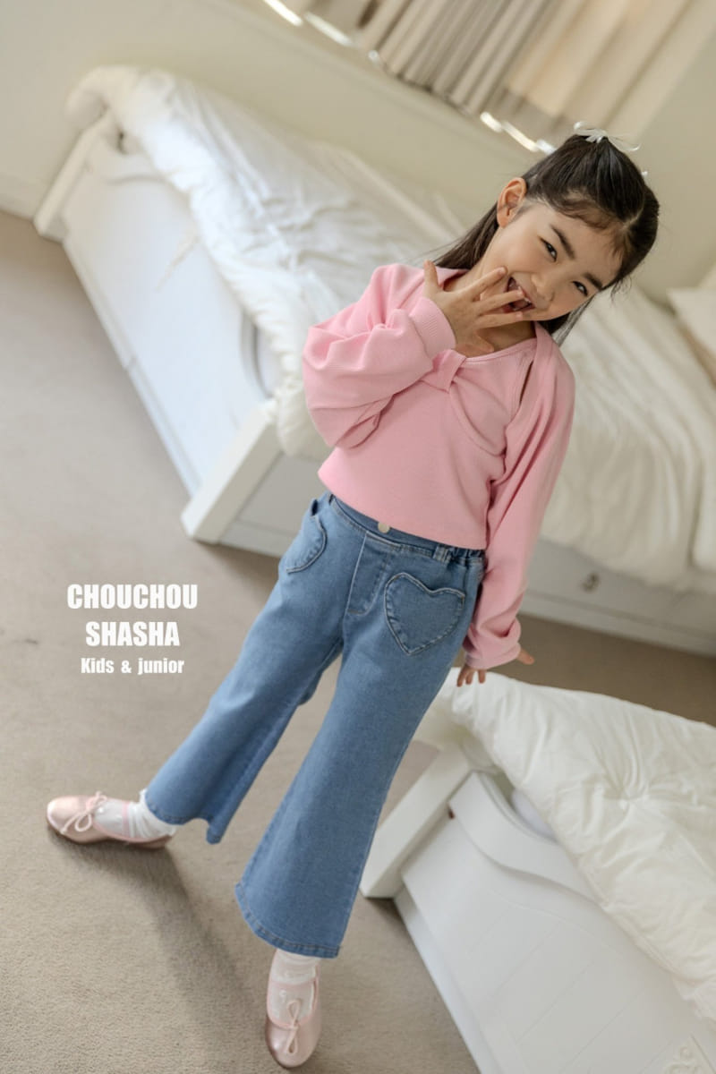 Chouchou Shasha - Korean Children Fashion - #magicofchildhood - Heart Pocket Denim Pants - 10