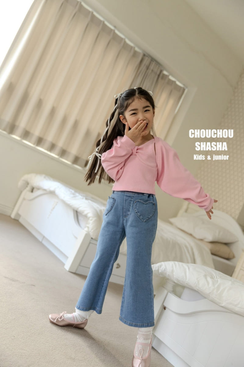 Chouchou Shasha - Korean Children Fashion - #minifashionista - Heart Pocket Denim Pants - 11