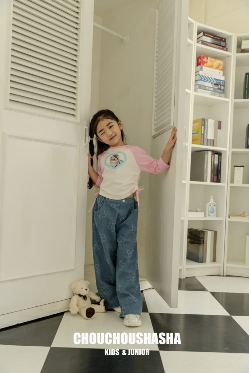 Chouchou Shasha - Korean Children Fashion - #minifashionista - Flower Denim Pants - 10