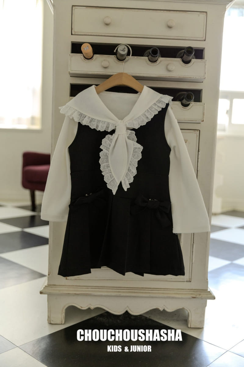 Chouchou Shasha - Korean Children Fashion - #minifashionista - Lace Skirt Tie Shirt - 3