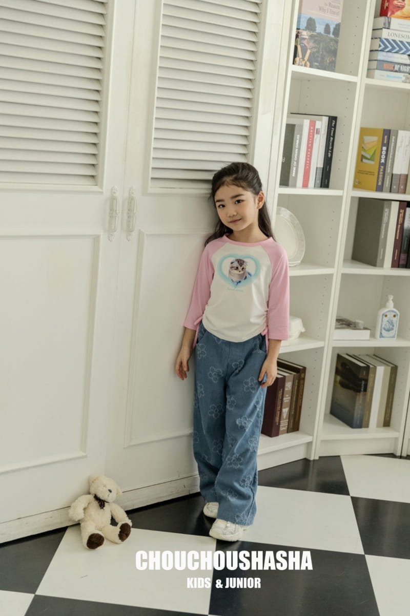 Chouchou Shasha - Korean Children Fashion - #prettylittlegirls - Flower Denim Pants - 11