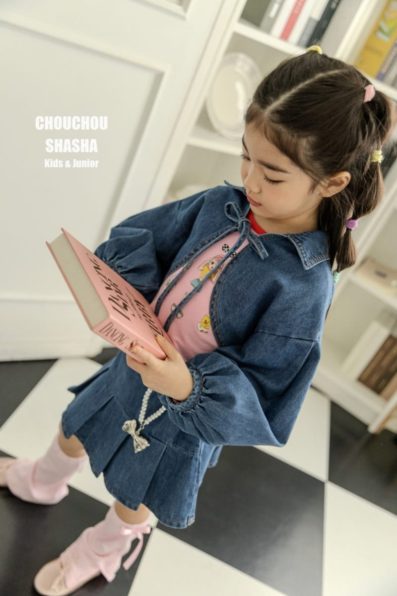 Chouchou Shasha - Korean Children Fashion - #prettylittlegirls - Denim Bolero Jacket - 5