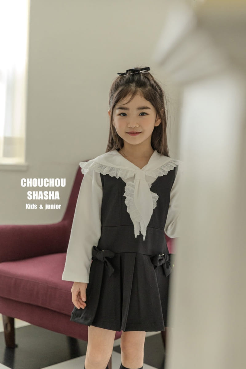 Chouchou Shasha - Korean Children Fashion - #minifashionista - Lace Skirt Tie Shirt - 4