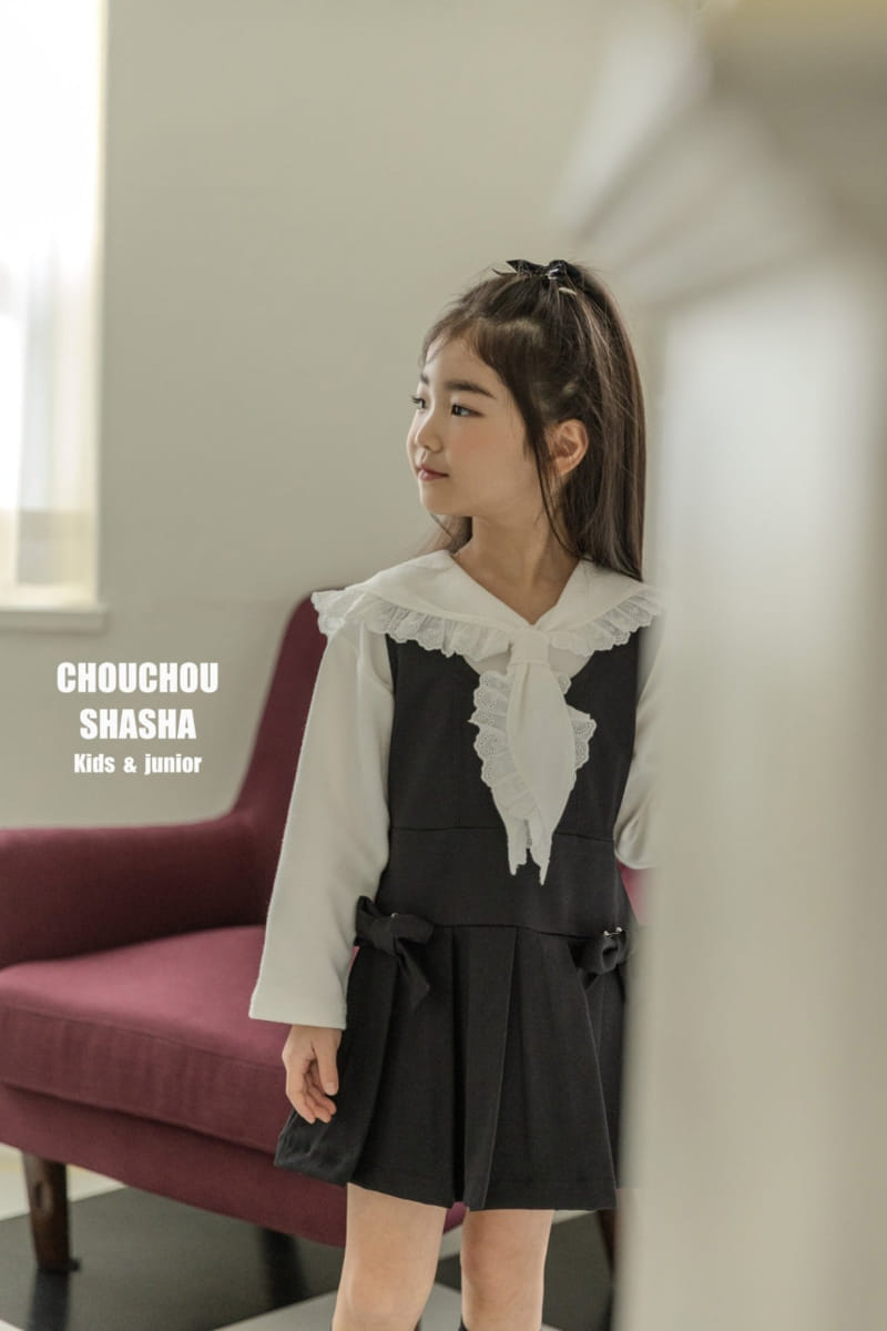 Chouchou Shasha - Korean Children Fashion - #stylishchildhood - Lace Skirt Tie Shirt - 7