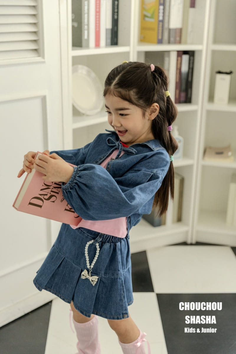 Chouchou Shasha - Korean Children Fashion - #todddlerfashion - Denim Bolero Jacket - 6