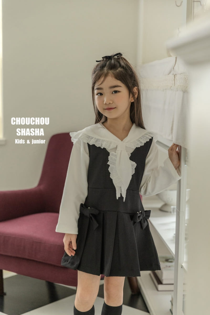 Chouchou Shasha - Korean Children Fashion - #toddlerclothing - Lace Skirt Tie Shirt - 6